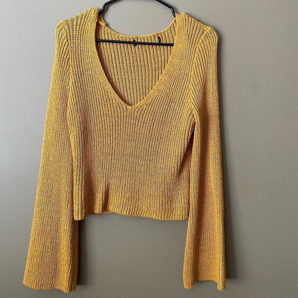 Mustard Yellow Bell Sleeve Sweater